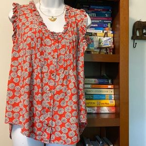 Maeve for Anthropologie sleeveless summer print top EUC